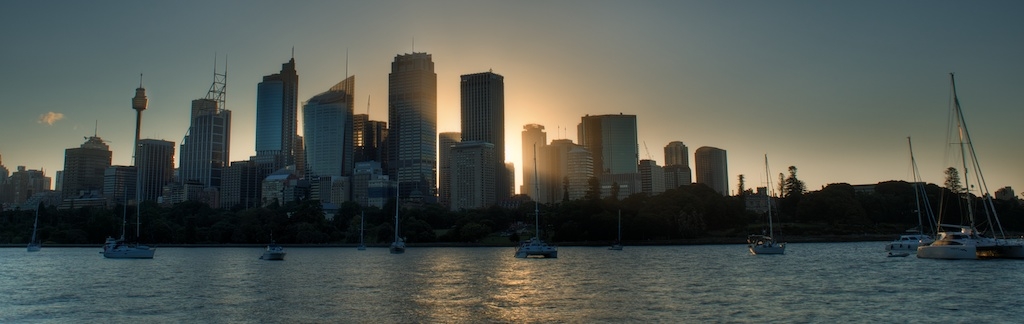 Sydney CBD at sunset in HDR